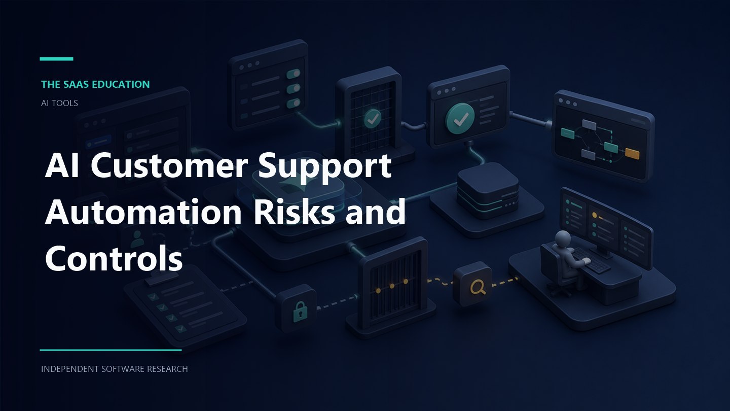 AI customer support automation risks and controls illustration showing knowledge checks, escalation, and governance review