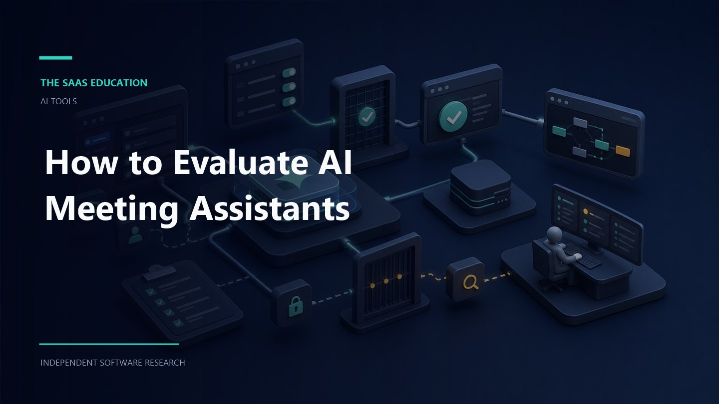 AI meeting assistants workflow showing evaluation criteria, ownership, controls, and review checkpoints