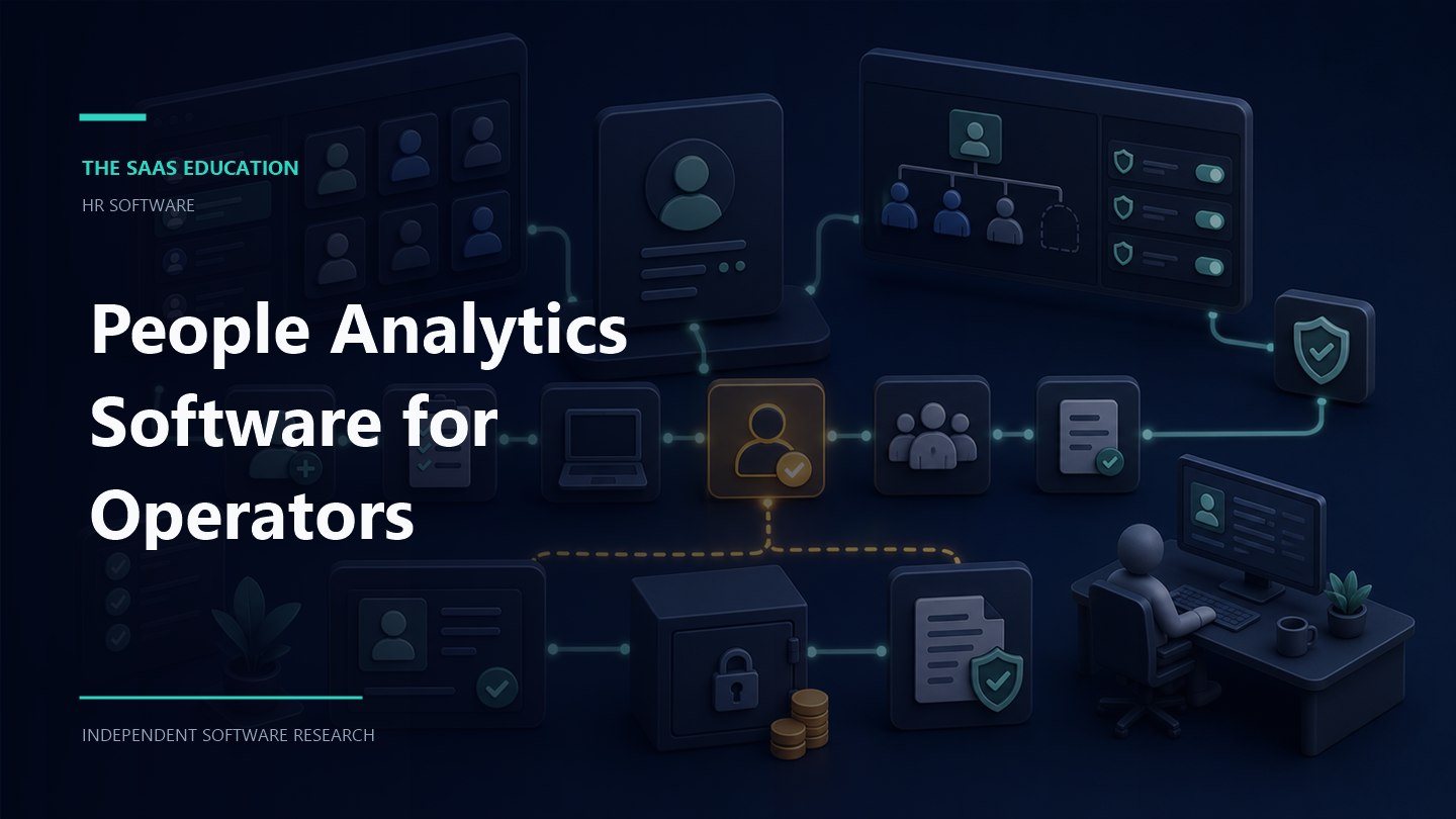 People Analytics Software for Operators editorial illustration showing a hr software workflow and review checkpoints