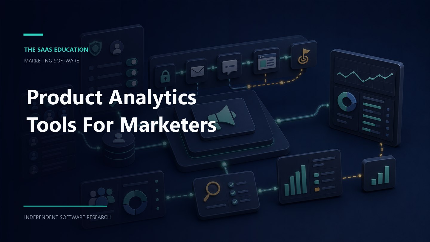 Product analytics workspace for marketers showing funnels, channel cohorts, activation events, and campaign review checkpoints